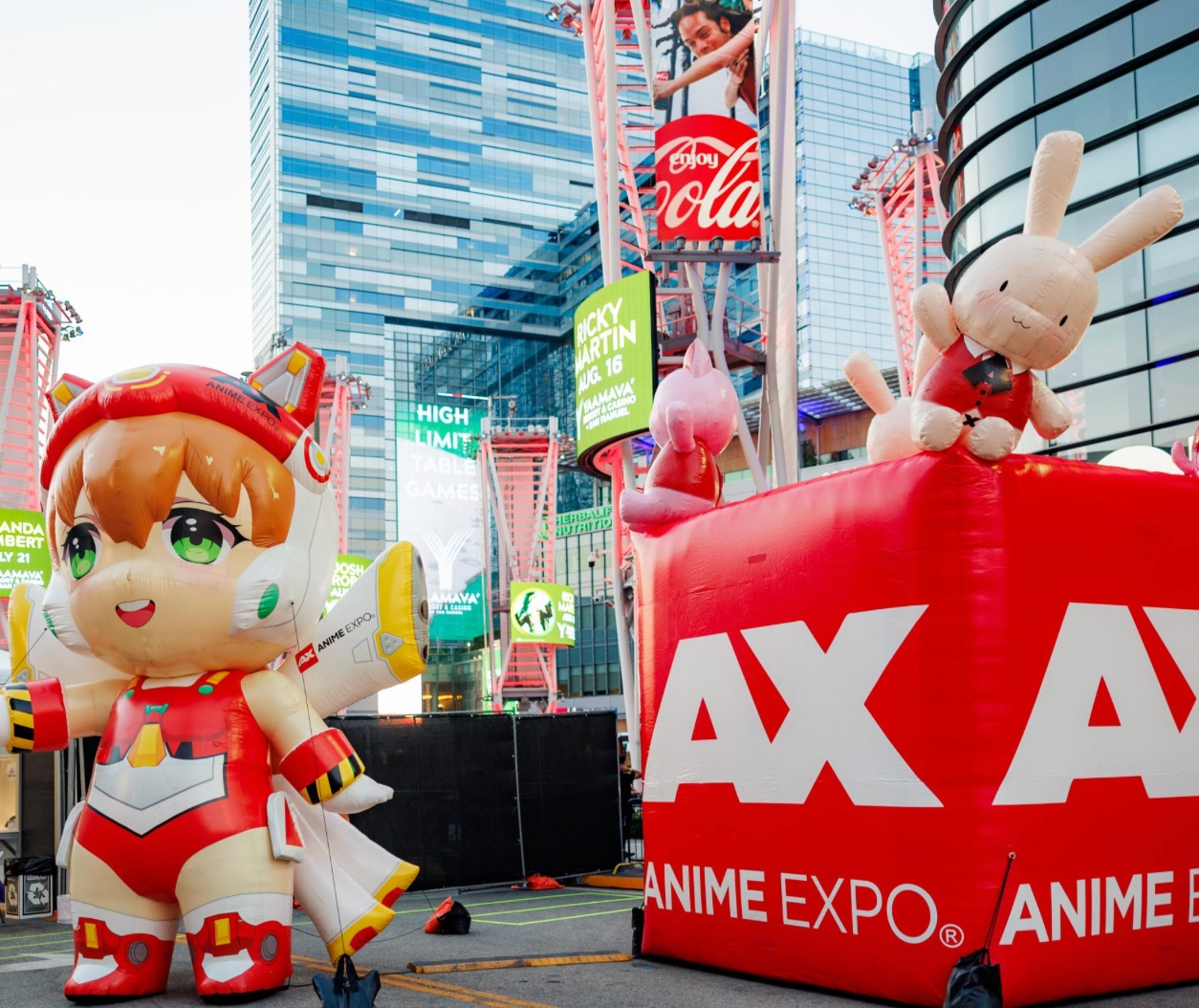 Anime Expo signage with attendees